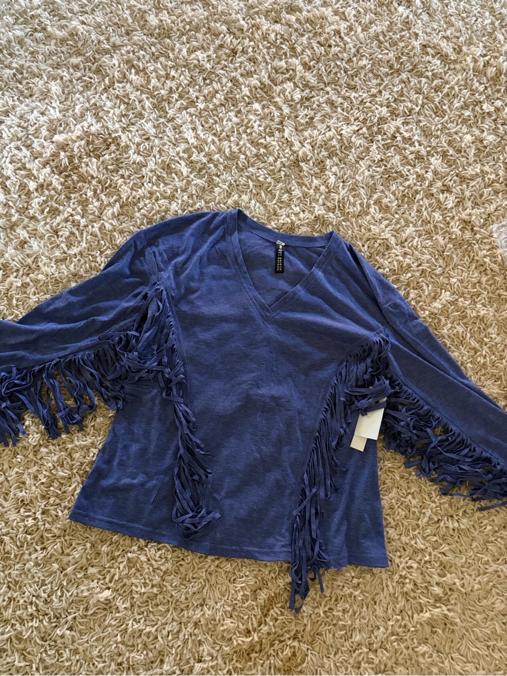 Design Lab Lord & Taylor Heather Blue V-Neck Top